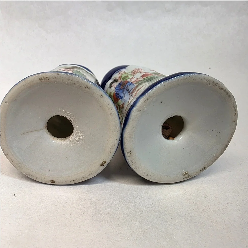 Salt and Pepper Shakers Cobalt Blue Geisha Hand Painted Vintage Porcelain, Japan